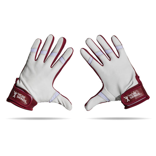 Maroon & White Double-Sided Batting Gloves