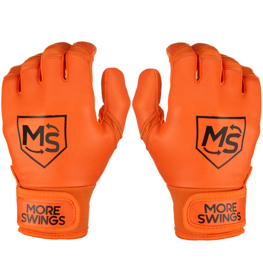 More Swings Orange & White Reversible Batting Gloves + Durability Kit — Baseball & Softball, Youth & Adult