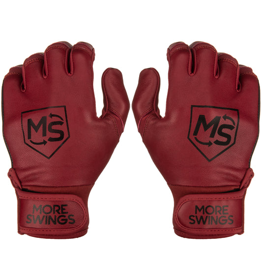More Swings Black & Maroon Reversible Batting Gloves + Durability Kit — Baseball & Softball, Youth & Adult