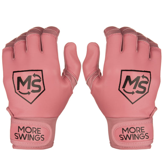 More Swings Pink & White Reversible Batting Gloves + Durability Kit — Baseball & Softball, Youth & Adult