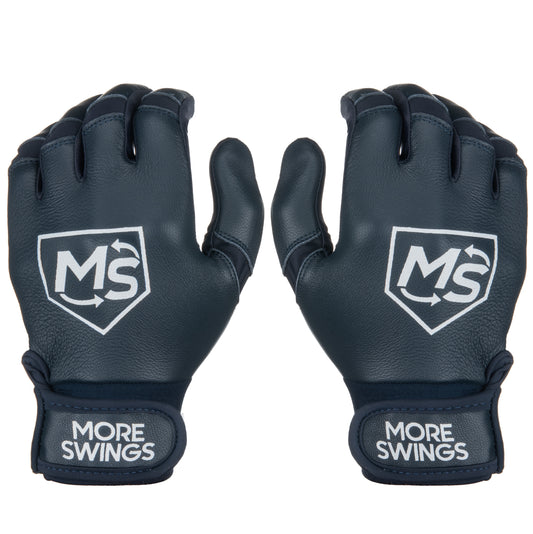 More Swings Navy & White Reversible Batting Gloves + Durability Kit — Baseball & Softball, Youth & Adult