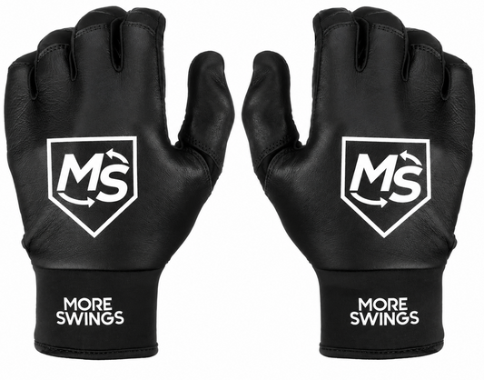More Swings Black & Black Reversible Batting Gloves + Durability Kit — Baseball & Softball, Youth & Adult