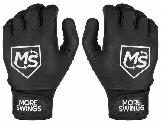 More Swings Black & Black Reversible Batting Gloves + Durability Kit — Baseball & Softball, Youth & Adult
