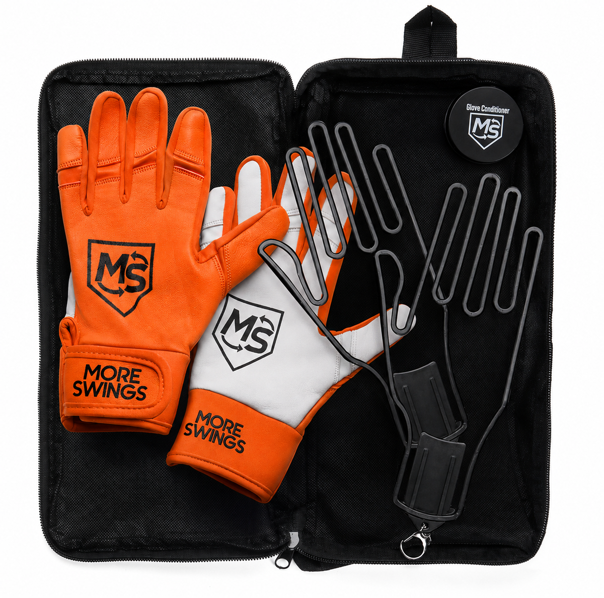More Swings Orange & White Reversible Batting Gloves + Durability Kit — Baseball & Softball, Youth & Adult